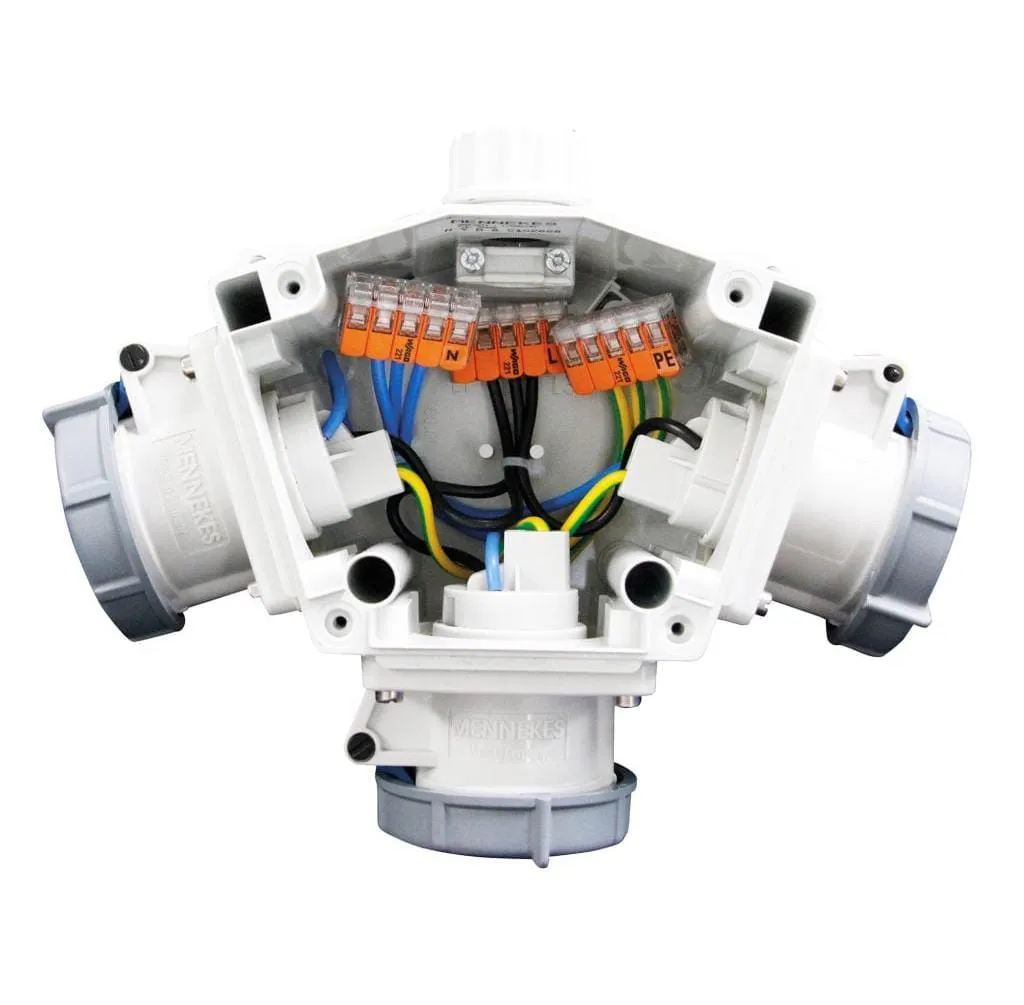 TOMA DELTA BOX AEREO 16 AMP 2P+T 400V AZUL 6H IP67 - Imagen 2