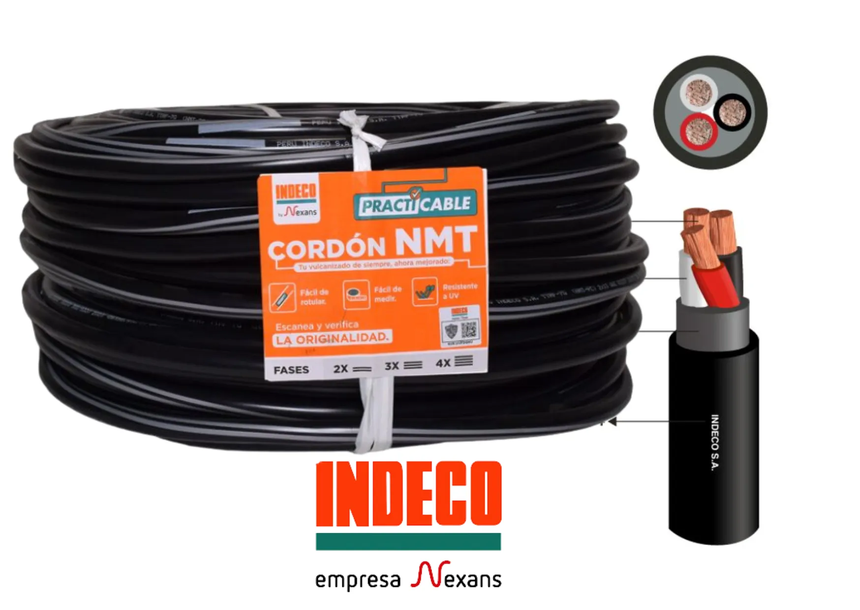 CABLE VULCANIZADO 3X10 AWG INDECO 1OOMTS