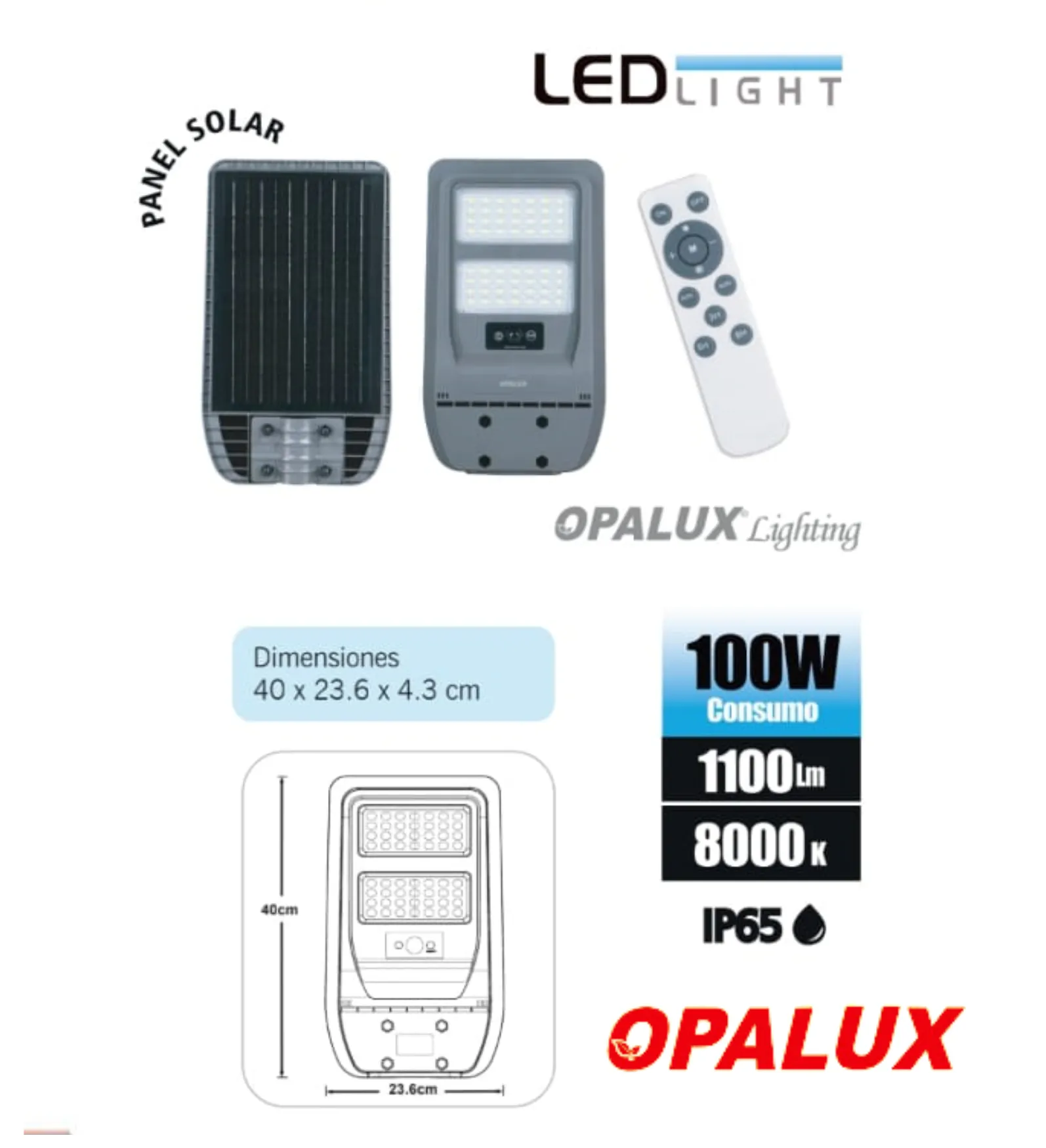 PASTORAL SOLAR 100W OPALUX LUZ BLANCA - Imagen 2