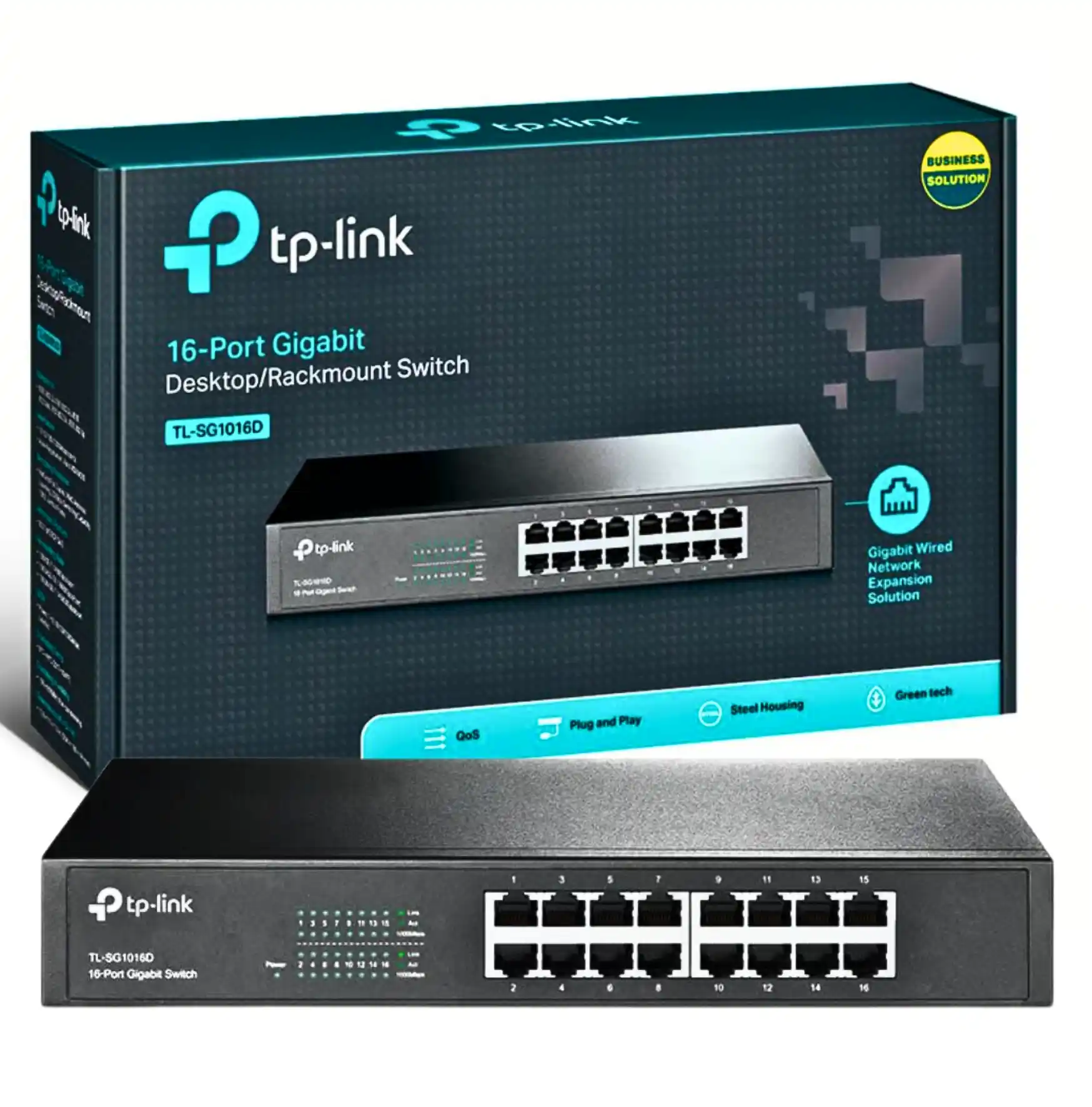 SWITCH DE ESCRITORIO 16 PUERTOS Gigabit 10-100-1000 Mbps STEEL CASE (TL-SG1016D)_11zon