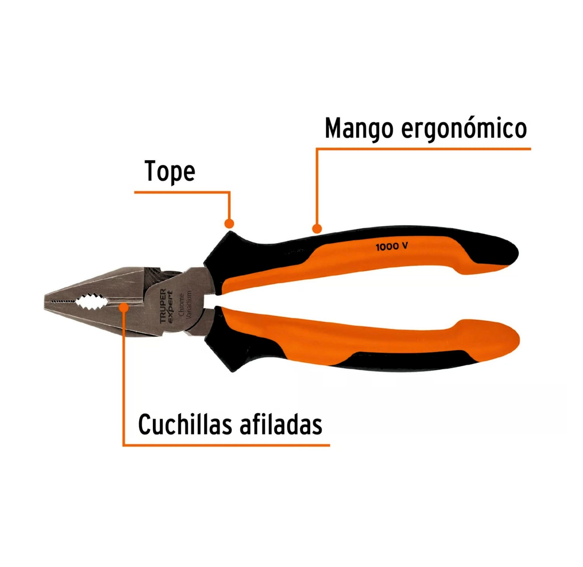 ALICATE UNIVERSAL DIELECTRICO 1000V 8" TRUPER - Imagen 2