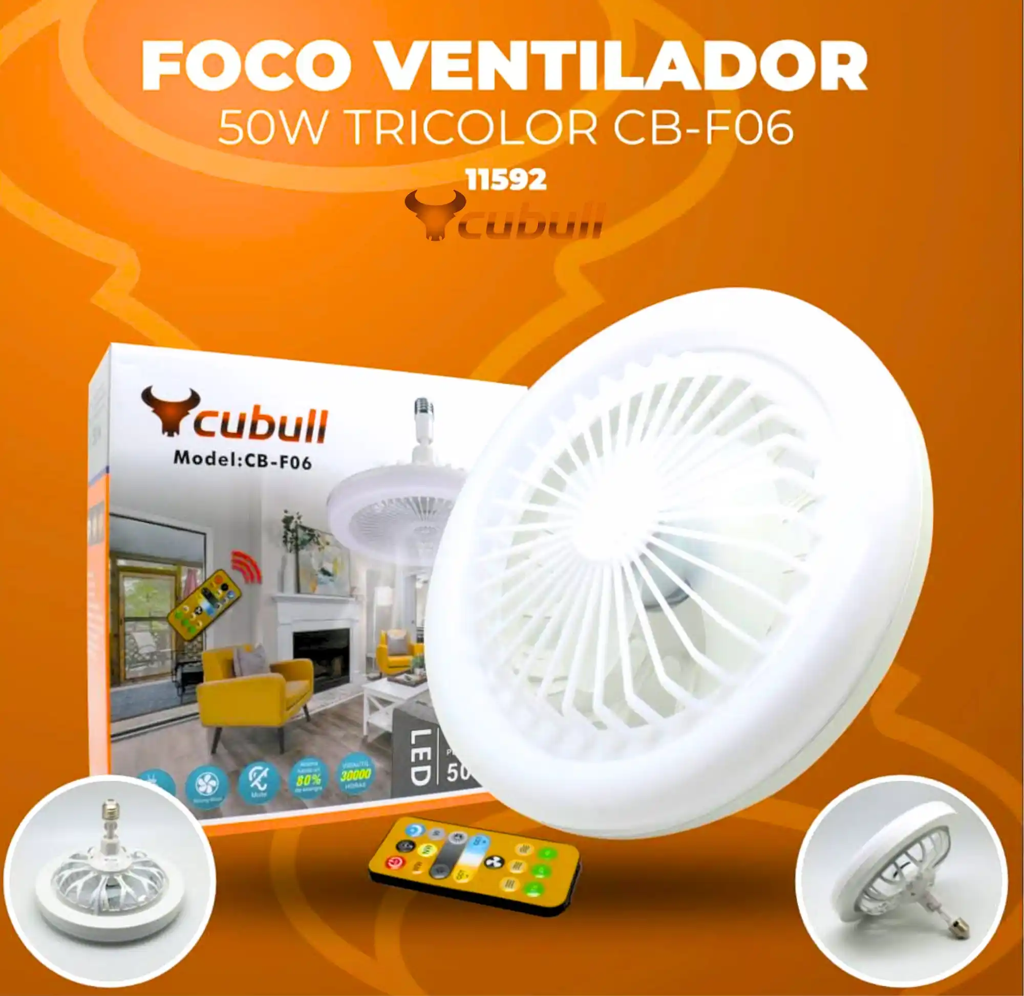 FOCO VENTILADOR 50W TRICOLOR CB-F06 CUBULL_11zon
