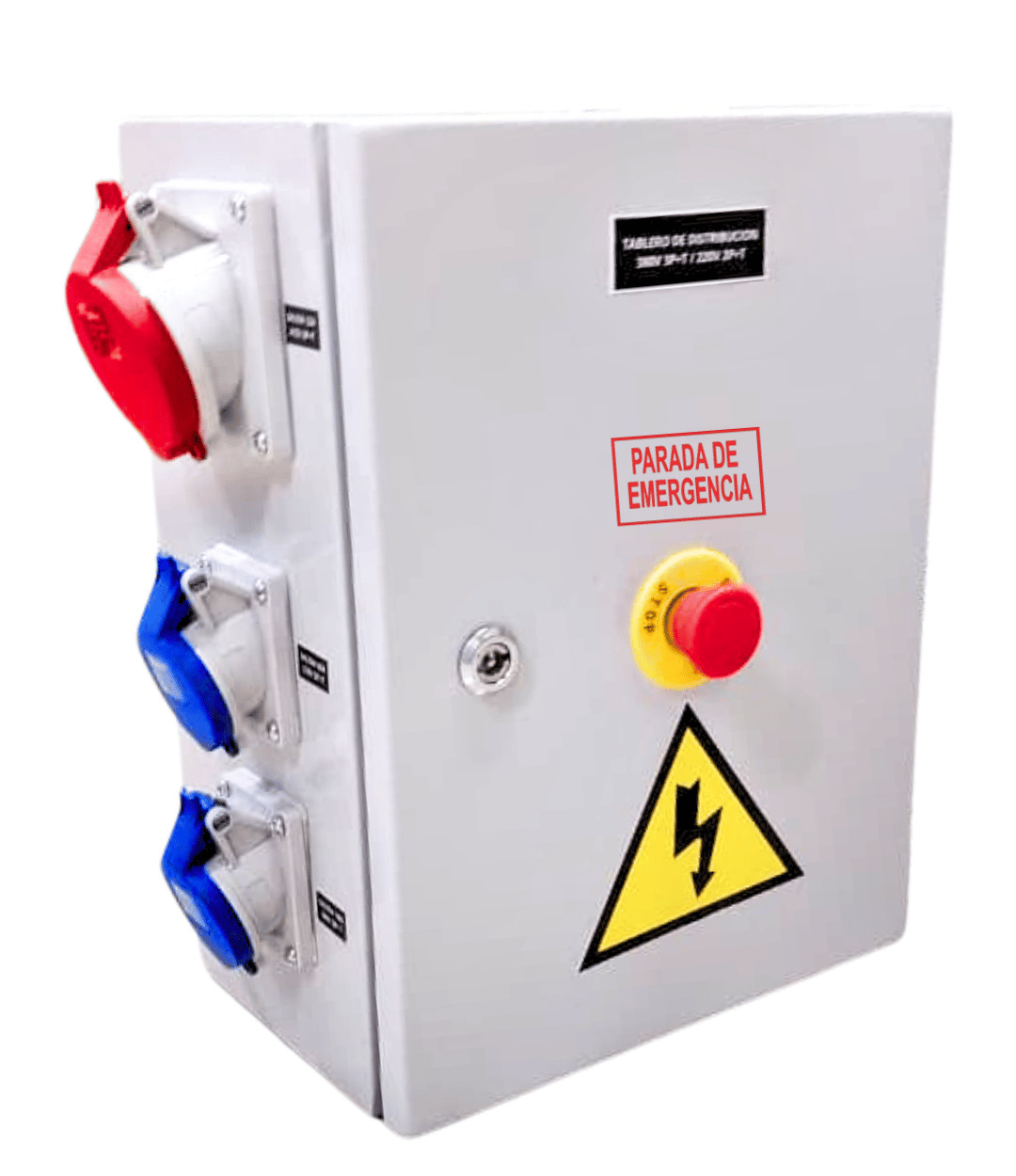 TABLERO DE FAENA CON PARADA DE EMERGENCIA 4 SALIDAS 16A 2P+T / 32A 3P+T 200-415V